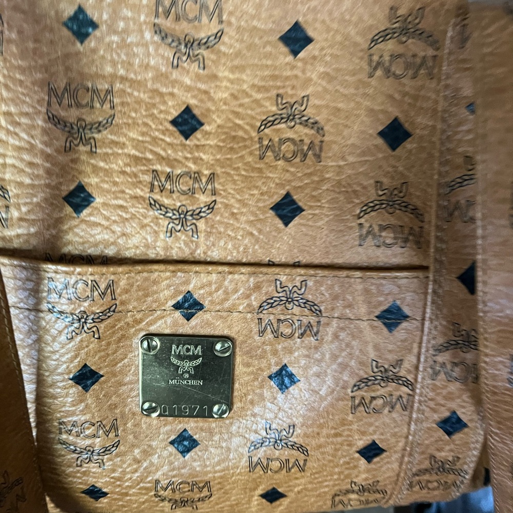 MCM Cognac Visetos Briefcase Work Bag Shoulder Heritage Shopper Vintage Q1971 - Picture 3 of 15